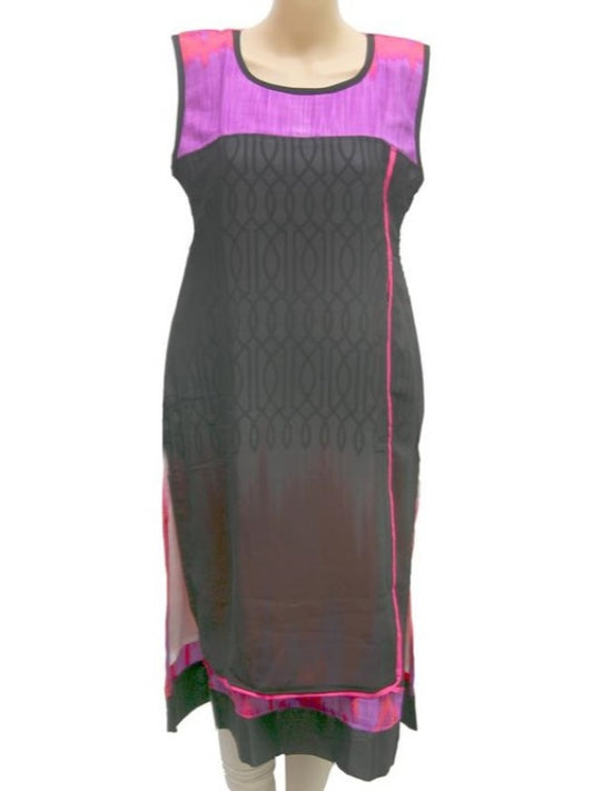 Kurta estampada sin mangas sintética negra y morada