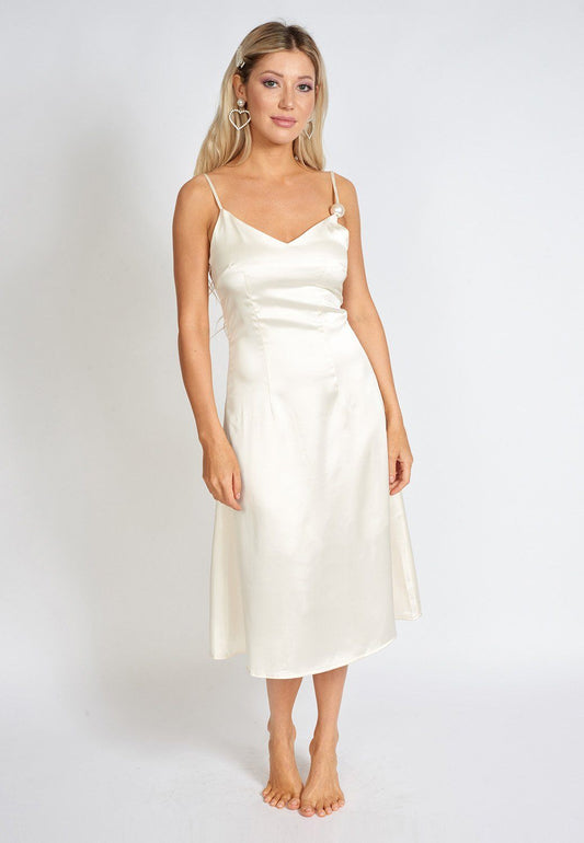 Vestido lencero de satén Léonie One Pearl