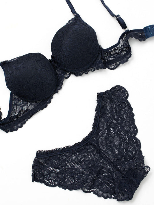 Conjunto de sujetador y braga azul marino
