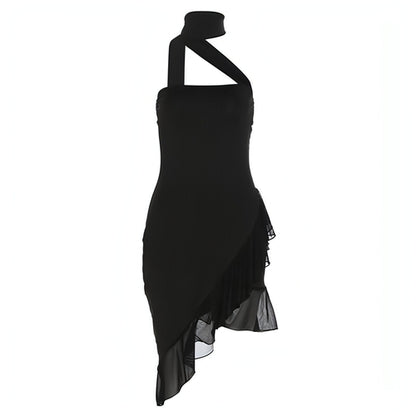 Fashion Halter Off-shoulder Slim Fit Stringy Selvedge Dress