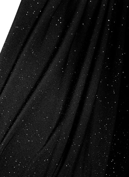 Sparkly Black Twist Front Dress