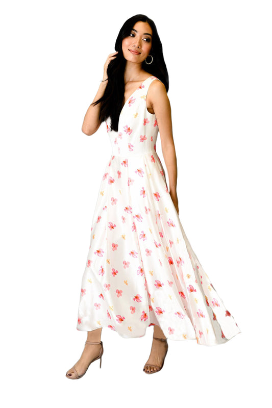 Vestido midi floral formal de mujer