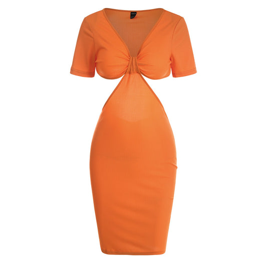 Vestido cruzado de color sólido para mujer