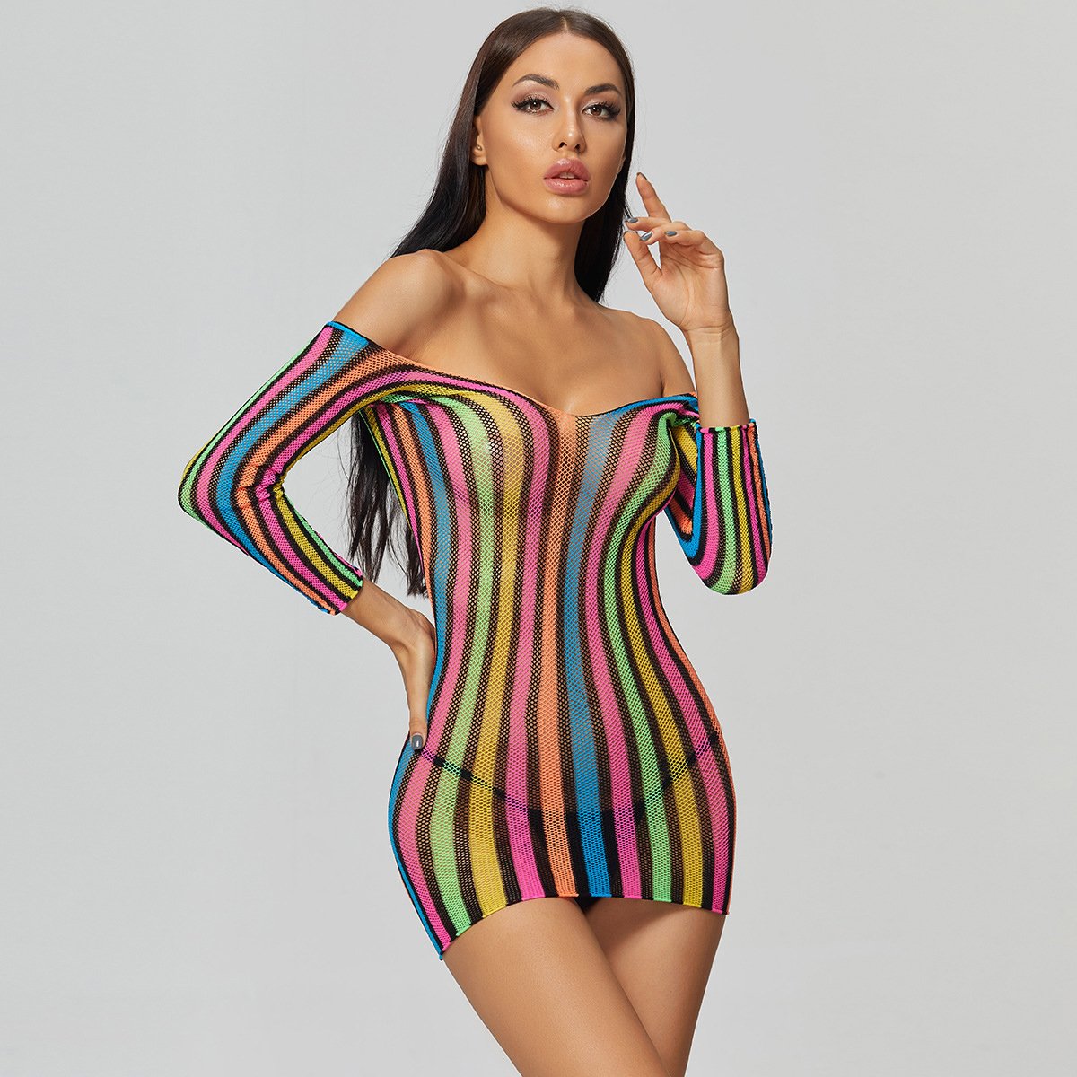 Lencería sexy Arnés Babydoll Bodysuit Lencería Sin entrepierna Colorida